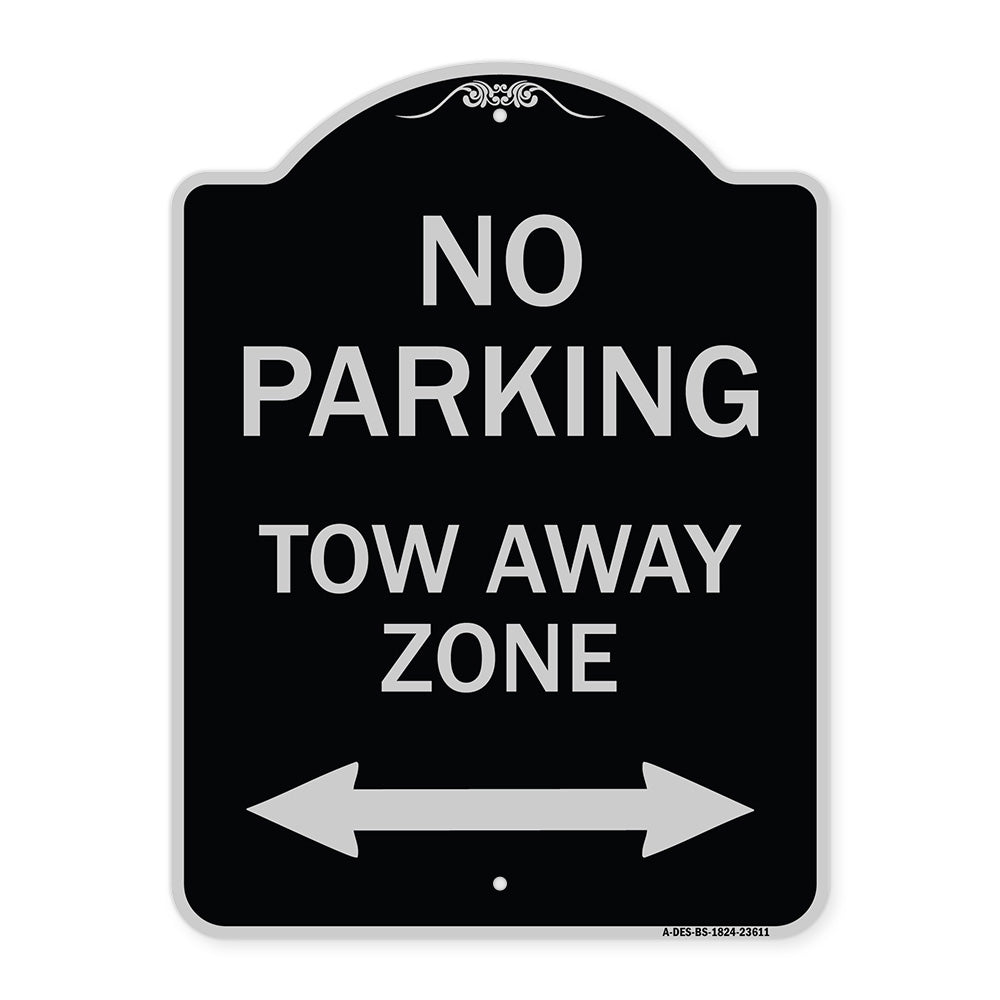 No Parking Tow Away Zone with Bidirectional Arrow