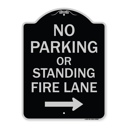 No Parking or Standing Fire Lane (With Right Arrow)