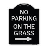 No Parking on the Grass with Right Arrow