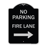 No Parking Fire Lane (With Right Arrow)