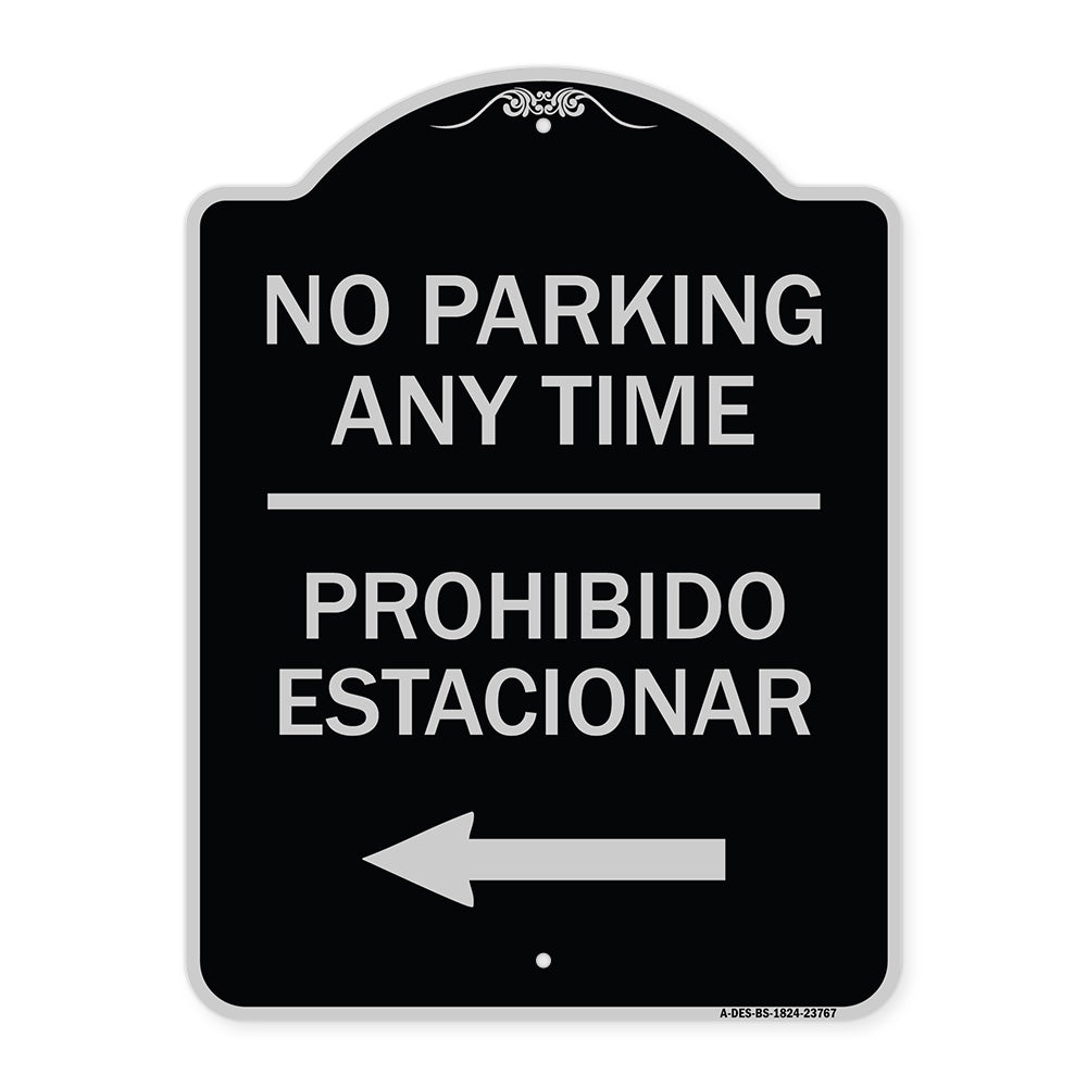 No Parking Anytime Prohibido Estacionar (With Left Arrow)