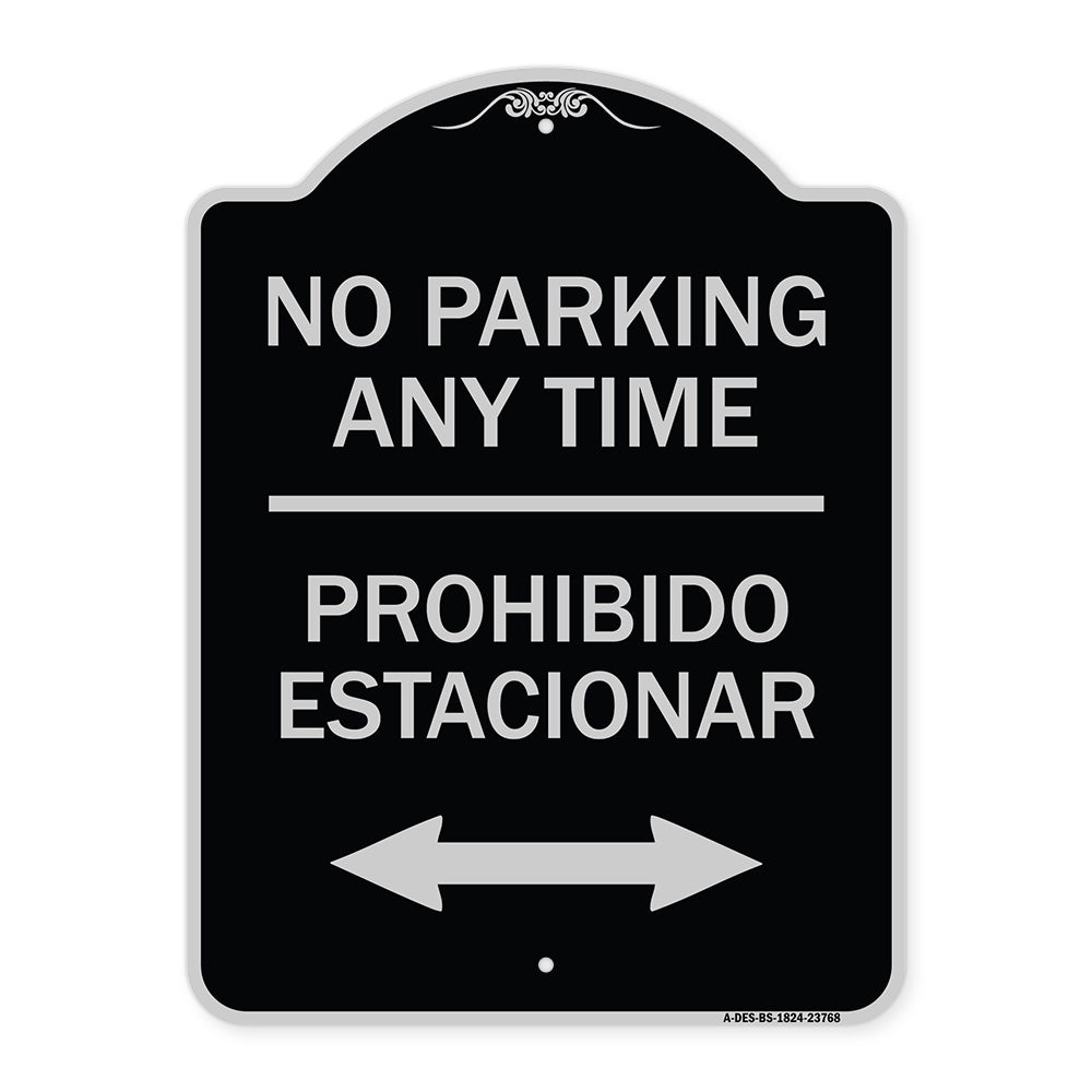 No Parking Anytime Prohibido Estacionar (With Bidirectional Arrow)