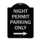 Night Permit Parking Only (With Right Arrow)