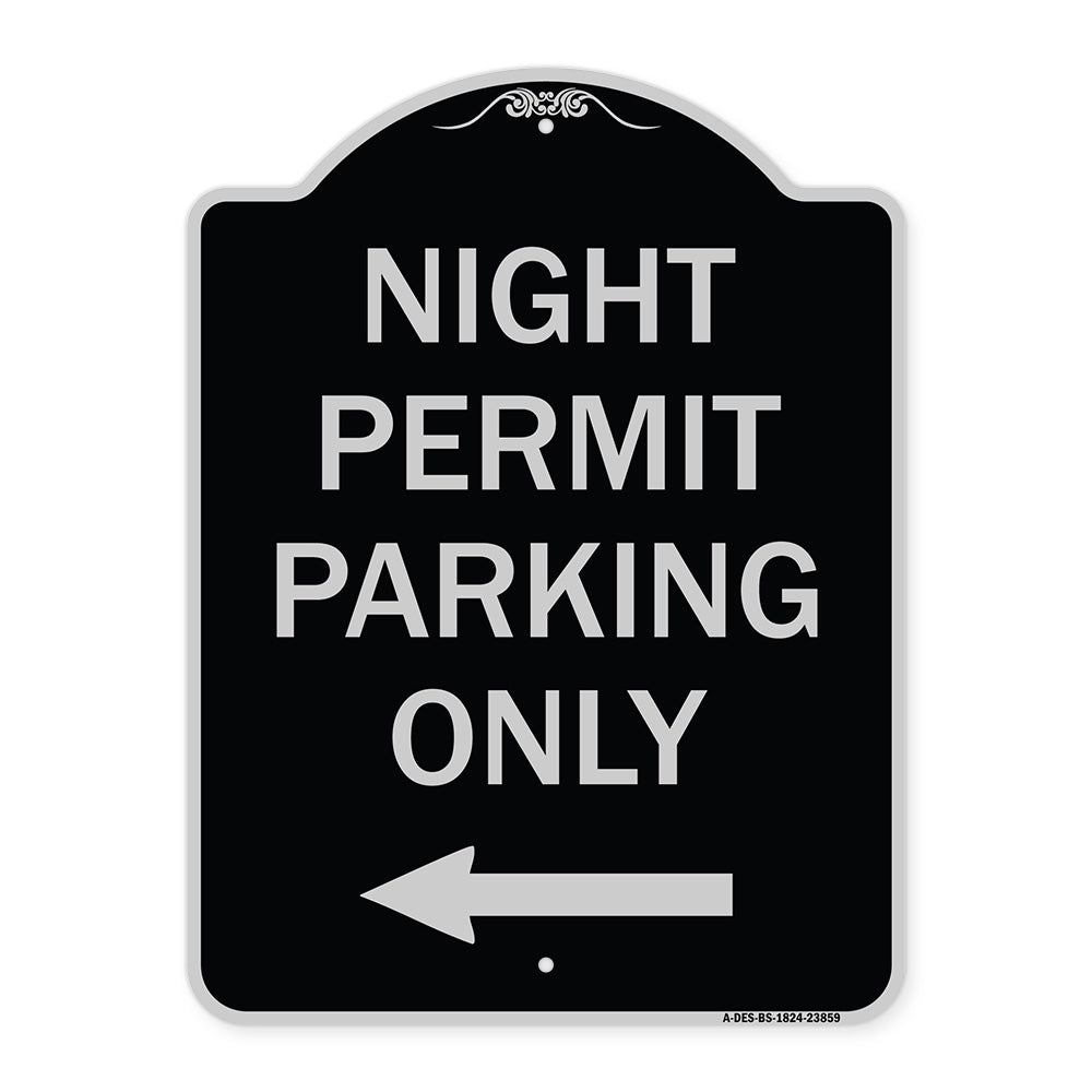Night Permit Parking Only (With Left Arrow)