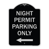 Night Permit Parking Only (With Left Arrow)
