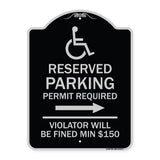 Modern Isa Symbol) Connecticut Reserved Parking Permit Required Violators Will Be Fined Min $150 (With Right Arrow)