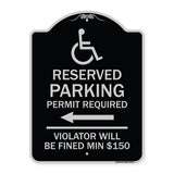 Modern Isa Symbol) Connecticut Reserved Parking Permit Required Violators Will Be Fined Min $150 (With Left Arrow)