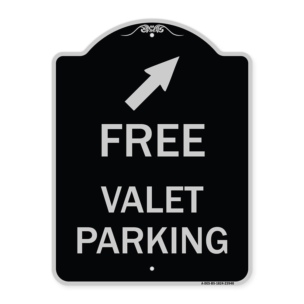Free Valet Parking with Upper Right Arrow