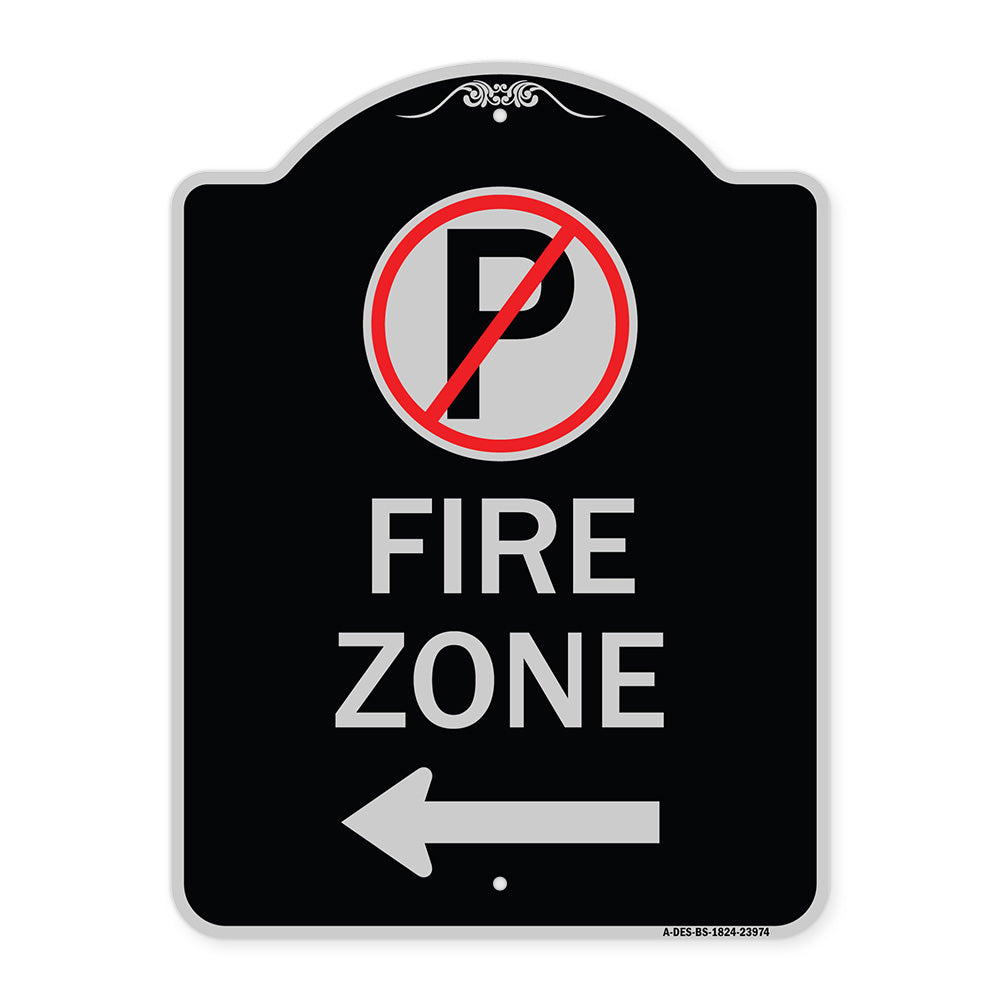 Fire Zone (No Parking Symbol and Left Arrow)
