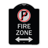 Fire Zone (No Parking Symbol and Arrow Pointing Left and Right)