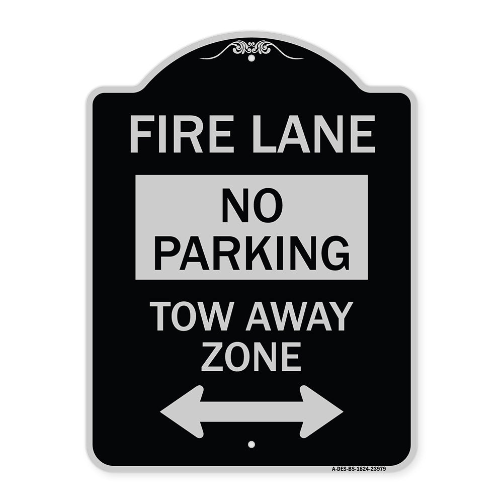 Fire Lane Tow-Away Zone with Bidirectional Arrow