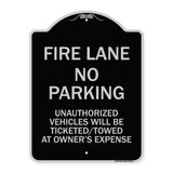 Fire Lane No Parking Unauthorized Vehicles Will Be Ticketed Towed at Owners Expense