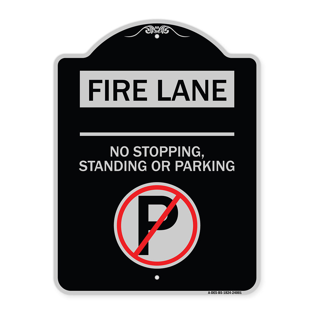 Fire Lane - No Stopping Standing or Parking (With No Parking Symbol)