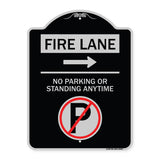 Fire Lane - No Parking or Standing Anytime (With No Parking Symbol and Right Arrow)
