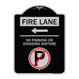 Fire Lane - No Parking or Standing Anytime (With No Parking Symbol and Left Arrow)