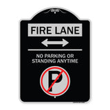 Fire Lane - No Parking or Standing Anytime (With No Parking Symbol and Bidirectional Arrow)