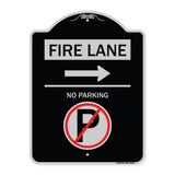 Fire Lane - No Parking (With No Parking Symbol and Right Arrow)