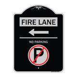 Fire Lane - No Parking (With No Parking Symbol and Left Arrow)