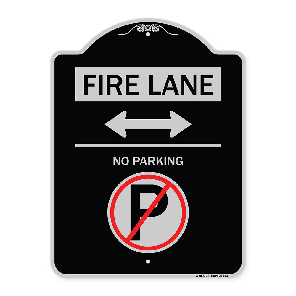 Fire Lane - No Parking (With No Parking Symbol and Bidirectional Arrow)