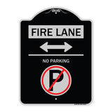 Fire Lane - No Parking (With No Parking Symbol and Bidirectional Arrow)