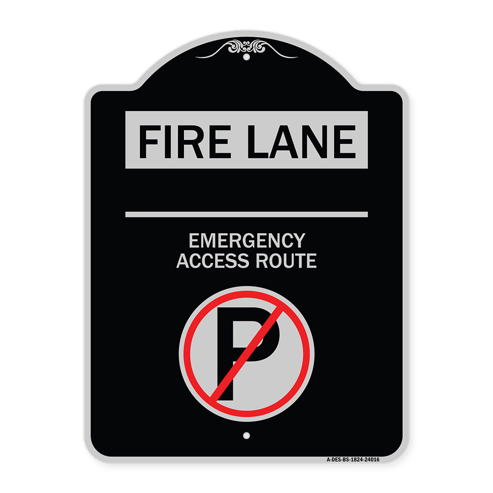 Fire Lane - Emergency Access Route (With No Parking Symbol)