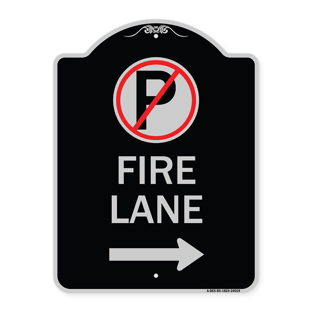 Fire Lane (No Parking Symbol and Right Arrow)