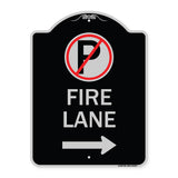 Fire Lane (No Parking Symbol and Right Arrow)