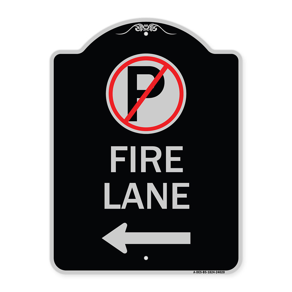 Fire Lane (No Parking Symbol and Left Arrow)
