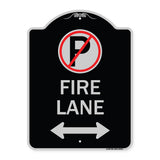 Fire Lane (No Parking Symbol and Arrow Pointing Left and Right)
