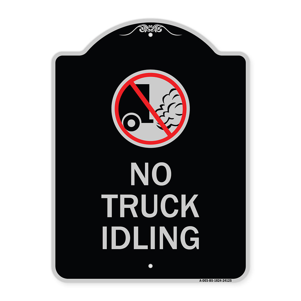 Driveway Sign No Truck Idling with Graphic