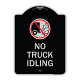 Driveway Sign No Truck Idling with Graphic