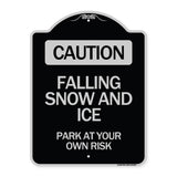 Caution Falling Snow and Ice Park at Your Own Risk