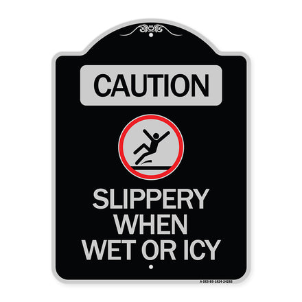 Caution - Slippery When Wet or Icy (With Graphic)