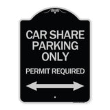 Car Share Parking Only Permit Required with Bidirectional Arrow