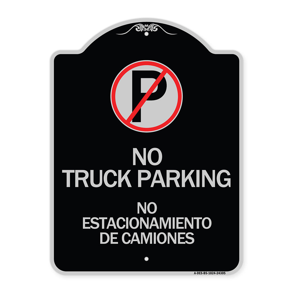 Bilingual No Parking Sign No Truck Parking No Estacionamiento De Camiones (With No Parking Symbol)