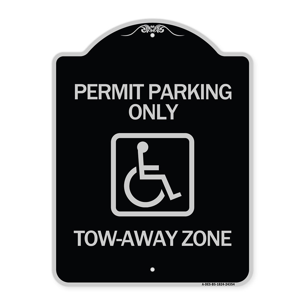 Accessible Permit Parking Only Tow-Away Zone with Symbol