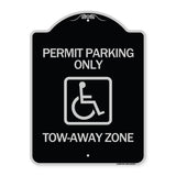 Accessible Permit Parking Only Tow-Away Zone with Symbol