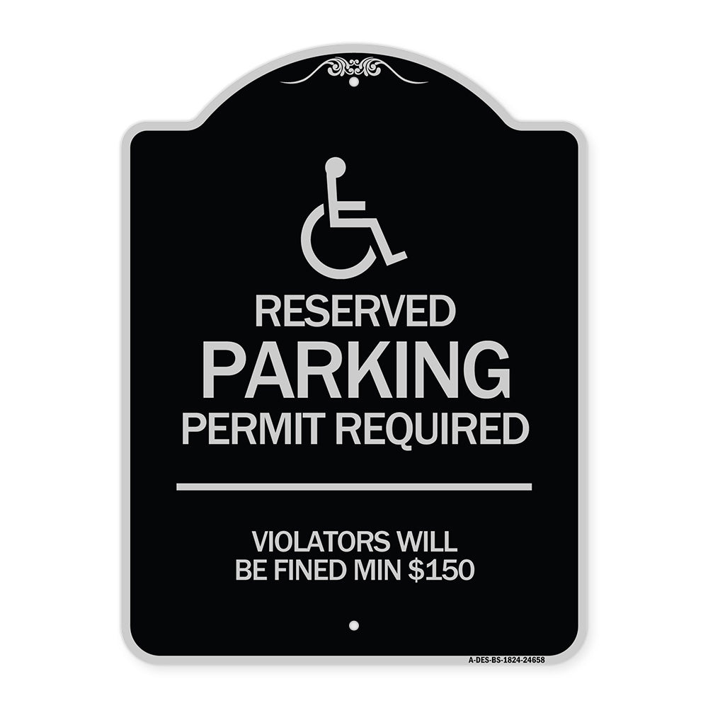 (Modern Isa Symbol) Connecticut Reserved Parking Permit Required Violators Will Be Fined Min $150