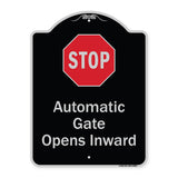 Stop, Automatic Gate, Opens Inward With Symbol