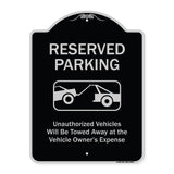 Reserved Parking Unauthorized Vehicles Will Be Towed Away At Owner Expense With Graphic