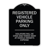 Registered Vehicle Parking Only Violators Will Be Cited And Towed Away At Vehicle Owner's Expense