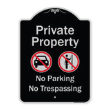 Private Property No Parking Or Trespassing With Symbols