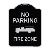 No Parking, Fire Zone With Fire Truck Graphic