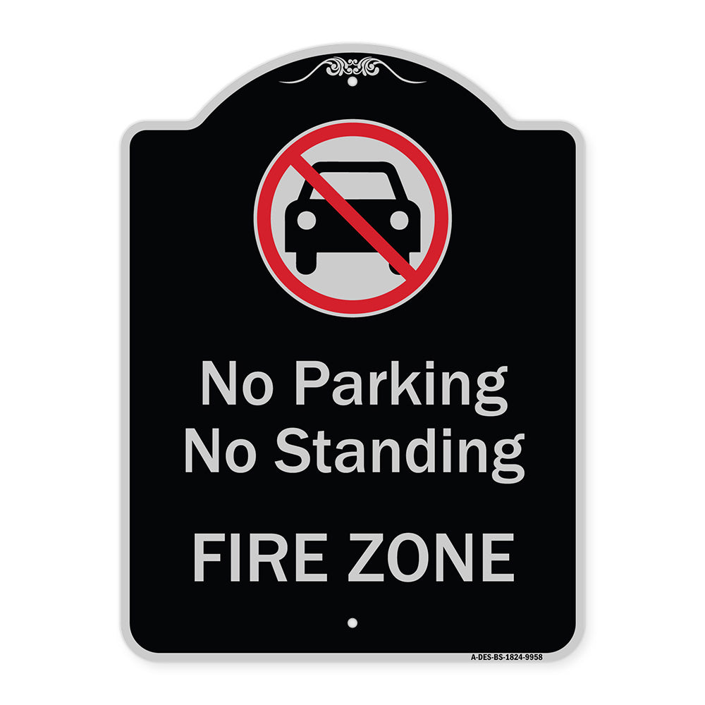 No Parking Or Standing, Fire Zone With Graphic