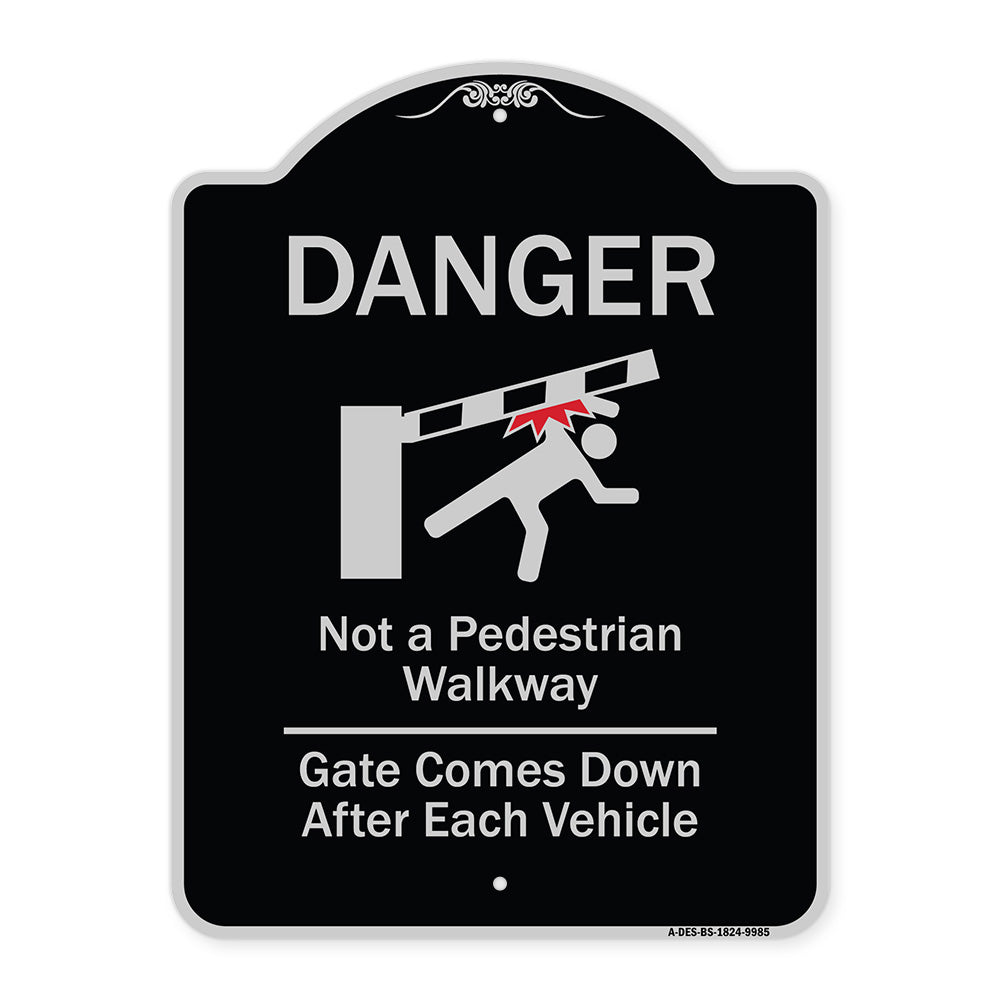 Danger Not A Pedestrian Walkway Gate Comes Down After Each Vehicle