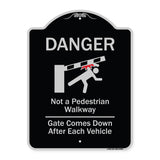 Danger Not A Pedestrian Walkway Gate Comes Down After Each Vehicle