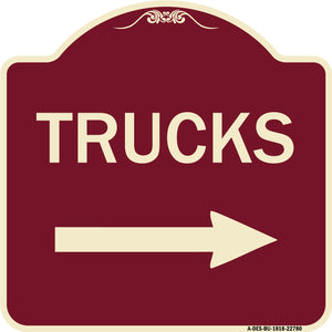 Trucks Sign Trucks (With Right Arrow)