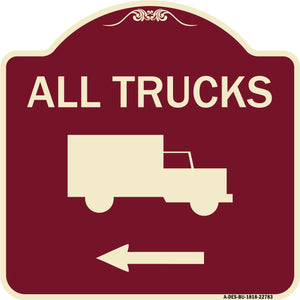 Trucks Sign All Trucks (With Truck Symbol & Left Arrow)