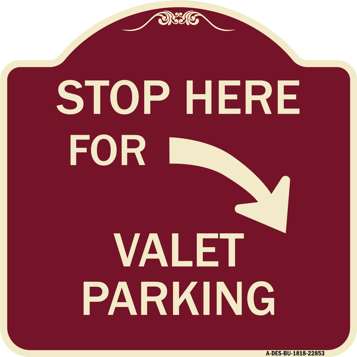 Stop Here for Valet Parking (Right Arrow)