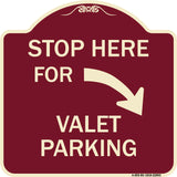 Stop Here for Valet Parking (Right Arrow)